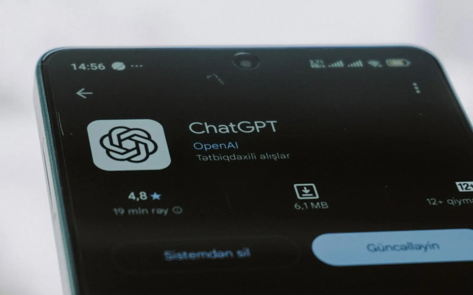 ChatGPT on a phone screen, AI-powered search